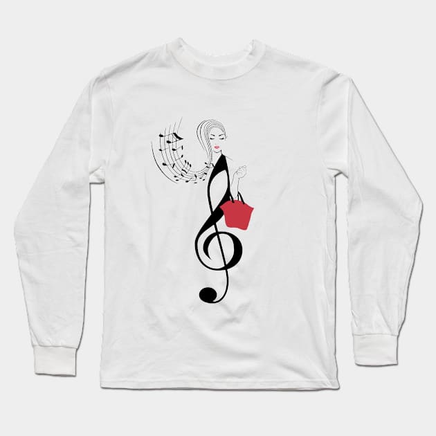 Fashion music lady Long Sleeve T-Shirt by JoRepetto